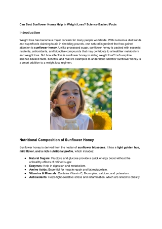 Can Best Sunflower Honey Help in Weight Loss_ Science-Backed Facts