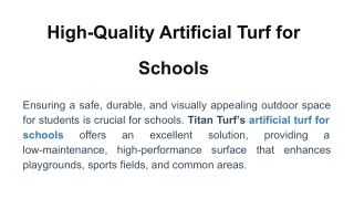 High-Quality Artificial Turf for Schools