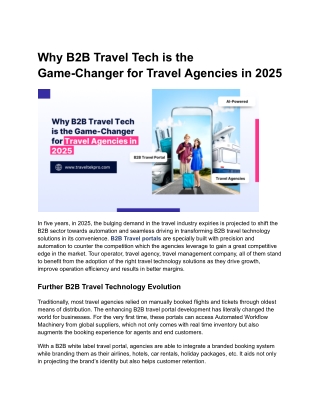Why B2B Travel Tech is the Game-Changer for Travel Agencies in 2025