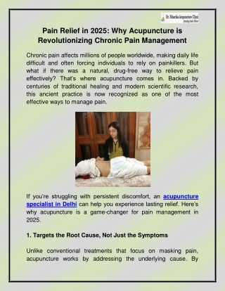 Acupuncture specialist in Delhi
