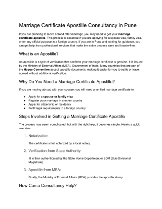 Leading Marriage Certificate Apostille Services in Pune