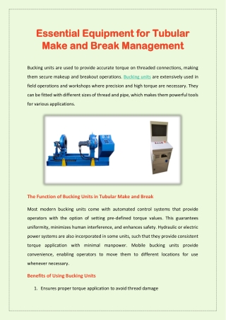 Essential Equipment for Tubular Make and Break Management