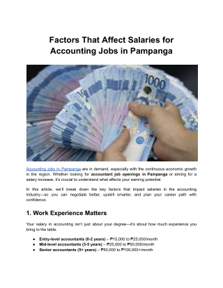 Factors That Affect Salaries for Accounting Jobs in Pampanga