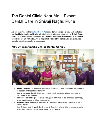Top Dental Clinic Near Me – Expert Dental Care in Shivaji Nagar, Pune