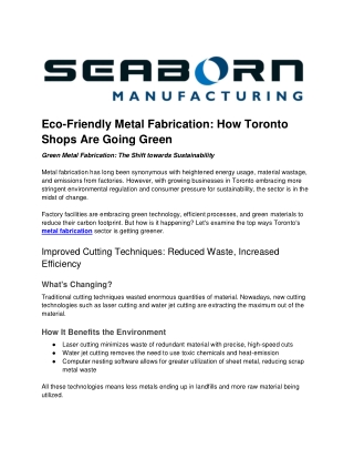 Eco-Friendly Metal Fabrication_ How Toronto Shops Are Going Green