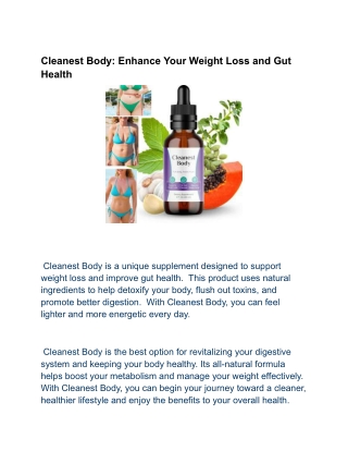 cleanest body enhance your weight loss