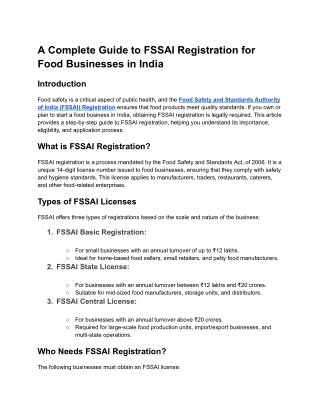 a complete guide to fssai registration for food