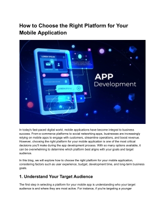How to Choose the Right Platform for Your Mobile Application