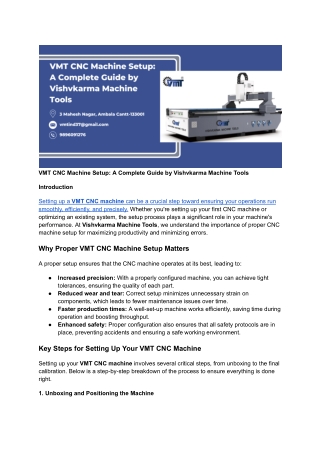 vmt cnc machine setup a complete guide