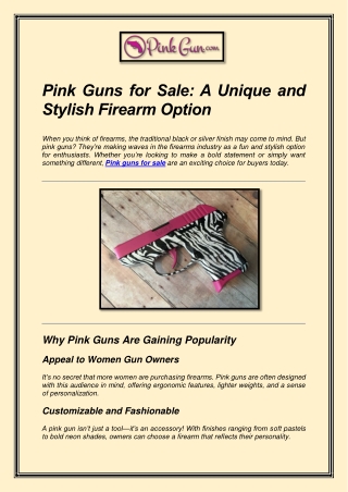 Pink Guns for Sale A Unique and Stylish Firearm Option