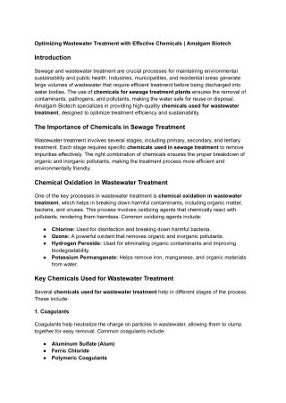 optimizing wastewater treatment with effective