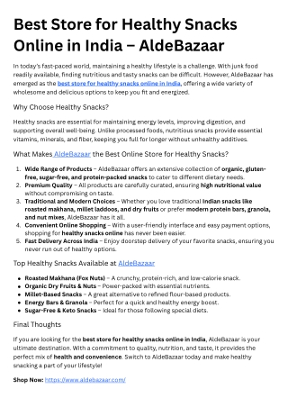 Buy Healthy Snacks Online at Aldebazaar -Tasty & Nutritious