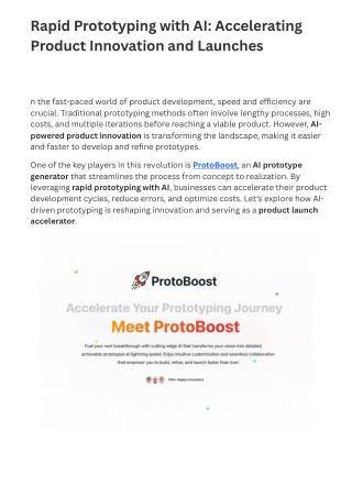 Rapid Prototyping with AI - Accelerating Product Innovation and Launches