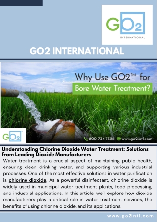 Understanding Chlorine Dioxide Water Treatment Solutions from Leading Dioxide Manufacturers