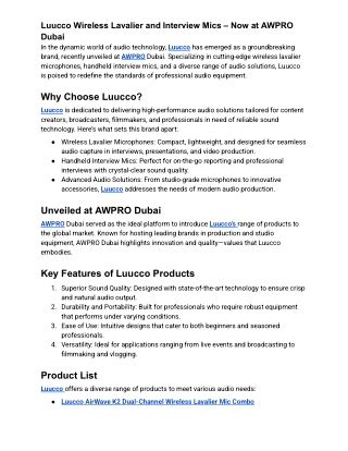 Luucco Wireless Lavalier and Interview Mics – Now at AWPRO Dubai