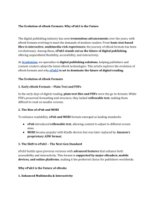 the evolution of ebook formats why epub3
