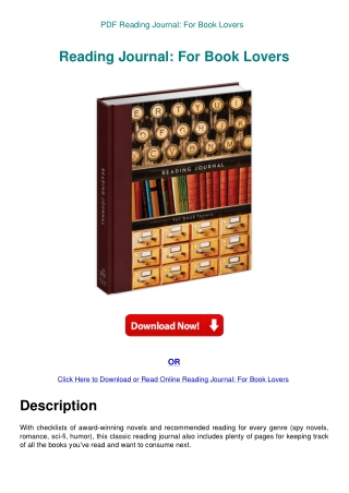 PDF Reading Journal For Book Lovers