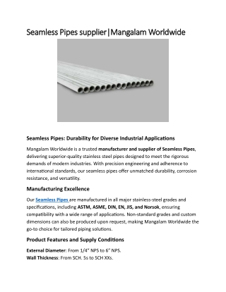 seamless pipes supplier