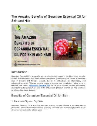 The Amazing Benefits of Geranium Essential Oil for Skin and Hair