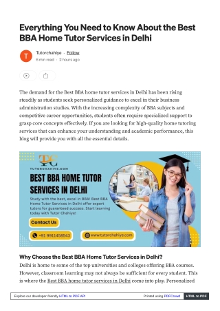 Choose the Right Guide with Best BBA Home Tutor Services in Delhi