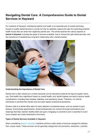 Navigating Dental Care A Comprehensive Guide to Dental Services in Hayward