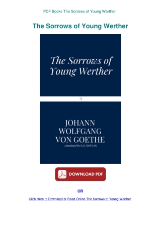PDF Books The Sorrows of Young Werther