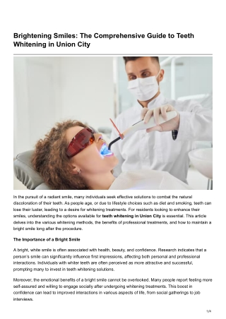 Brightening Smiles The Comprehensive Guide to Teeth Whitening in Union City