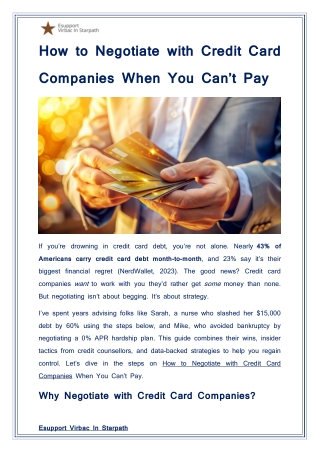 How to Negotiate with Credit Card Companies