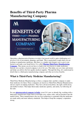 Benefits of Third-Party Pharma Manufacturing Company