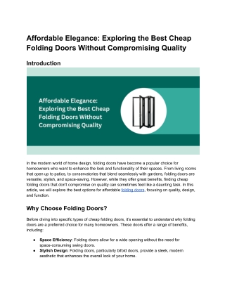 Affordable Elegance_ Exploring the Best Cheap Folding Doors Without Compromising Quality