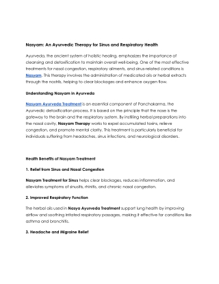 Nasyam_ An Ayurvedic Therapy for Sinus and Respiratory Health
