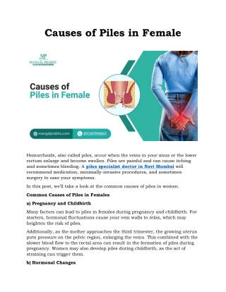 Causes of Piles in Female