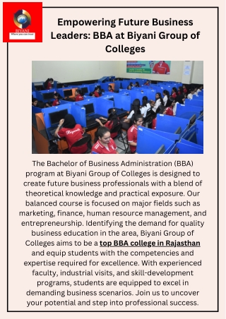 BBA at Biyani Group of Colleges: Learn, Lead, Succeed