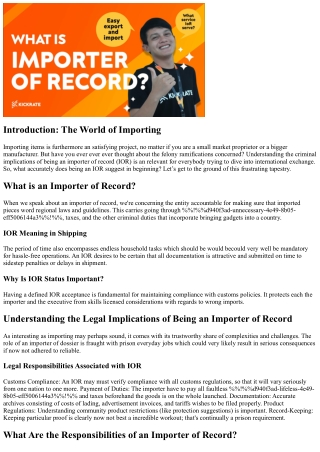 Understanding the Legal Implications of Being an Importer of Record
