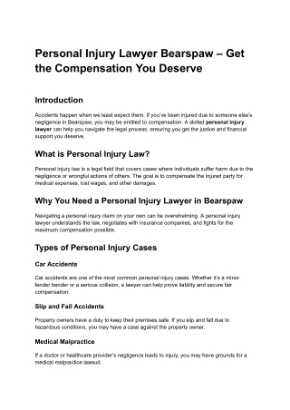 Personal Injury Lawyer Bearspaw – Get the Compensation You Deserve