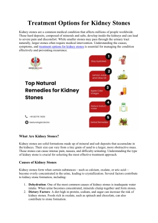 Treatment Options for Kidney Stones