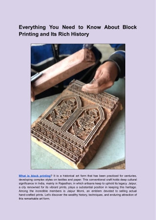 Everything You Need to Know About Block Printing and Its Rich History