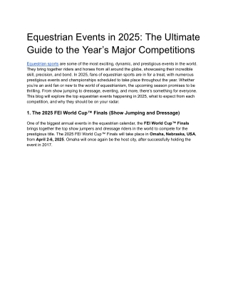 Equestrian Events in 2025_ The Ultimate Guide to the Year’s Major Competitions