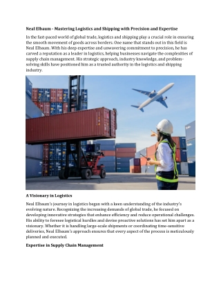 neal elbaum mastering logistics and shipping with