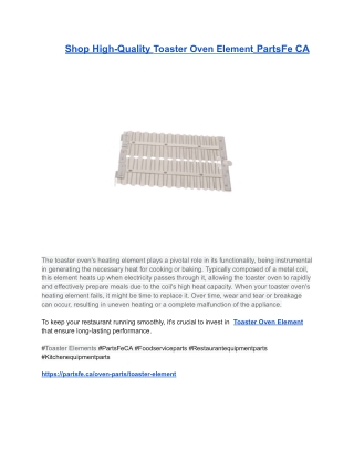 Shop High-Quality Toaster Oven Element PartsFe CA