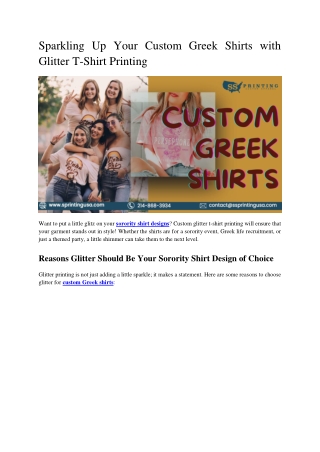 Sparkling Up Your Custom Greek Shirts with Glitter TShirt Printing