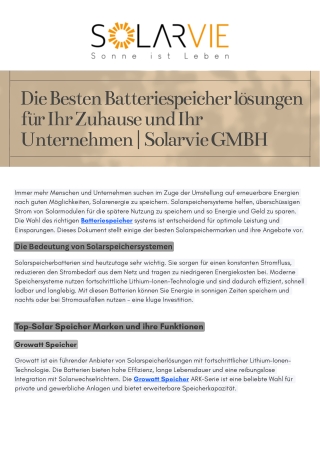 Die besten Batteriespeicher lösungen für Ihr Zuhause und Ihr Unternehmen