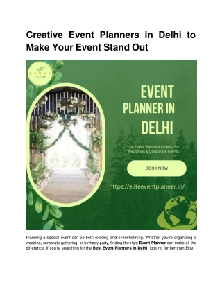 Creative Event Planners in Delhi to Make Your Event Stand Out