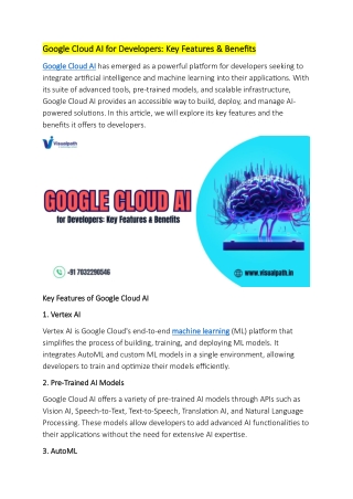 google cloud ai for developers key features