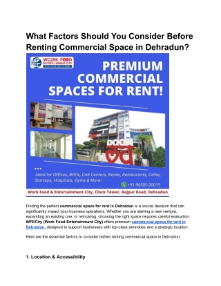 What Factors Should You Consider Before Renting Commercial Space in Dehradun