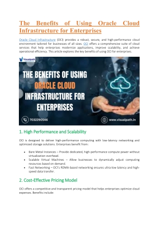 the benefits of using oracle cloud infrastructure