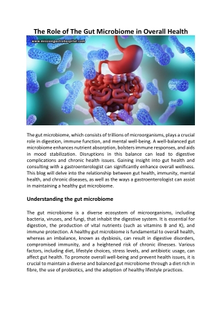 The Role Of The Gut Microbiome In Overall Health