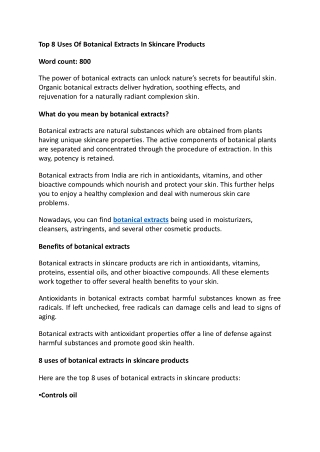 TOP 8 USES OF BOTANICAL EXTRACTS IN SKINCARE PRODUCTS