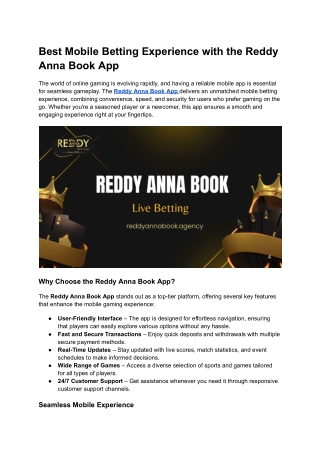 best mobile betting experience with the reddy