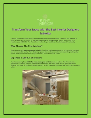 Transform Your Space with the Best Interior Designers in Noida